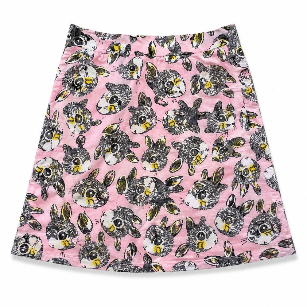 Frock Shop Bunny Rabbit Print Skirt Small Pink Lined Novelty A-Line